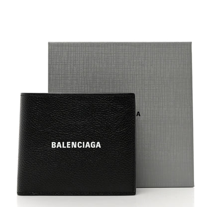Balenciaga Calfskin Logo Cash Square Bi-Fold Wallet Black White 7 of 7