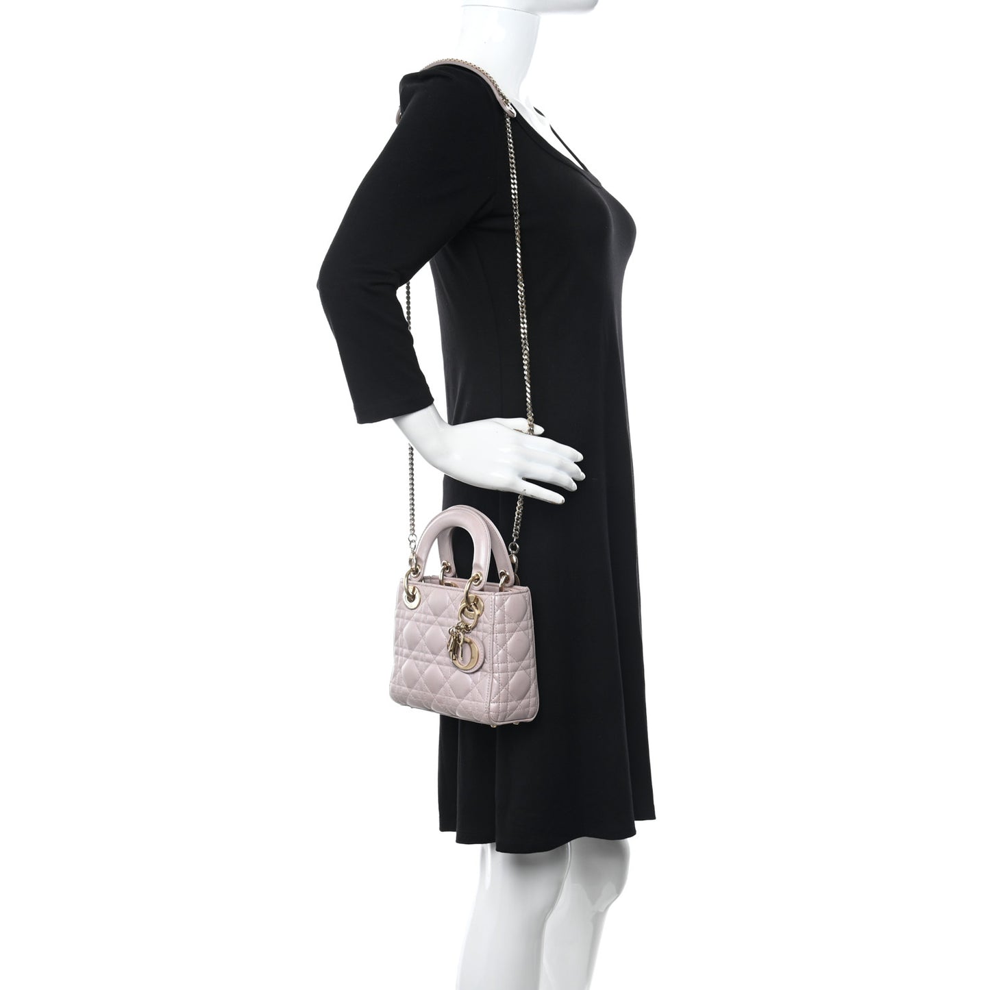 Metallic Lambskin Cannage Mini Lady Dior Lotus