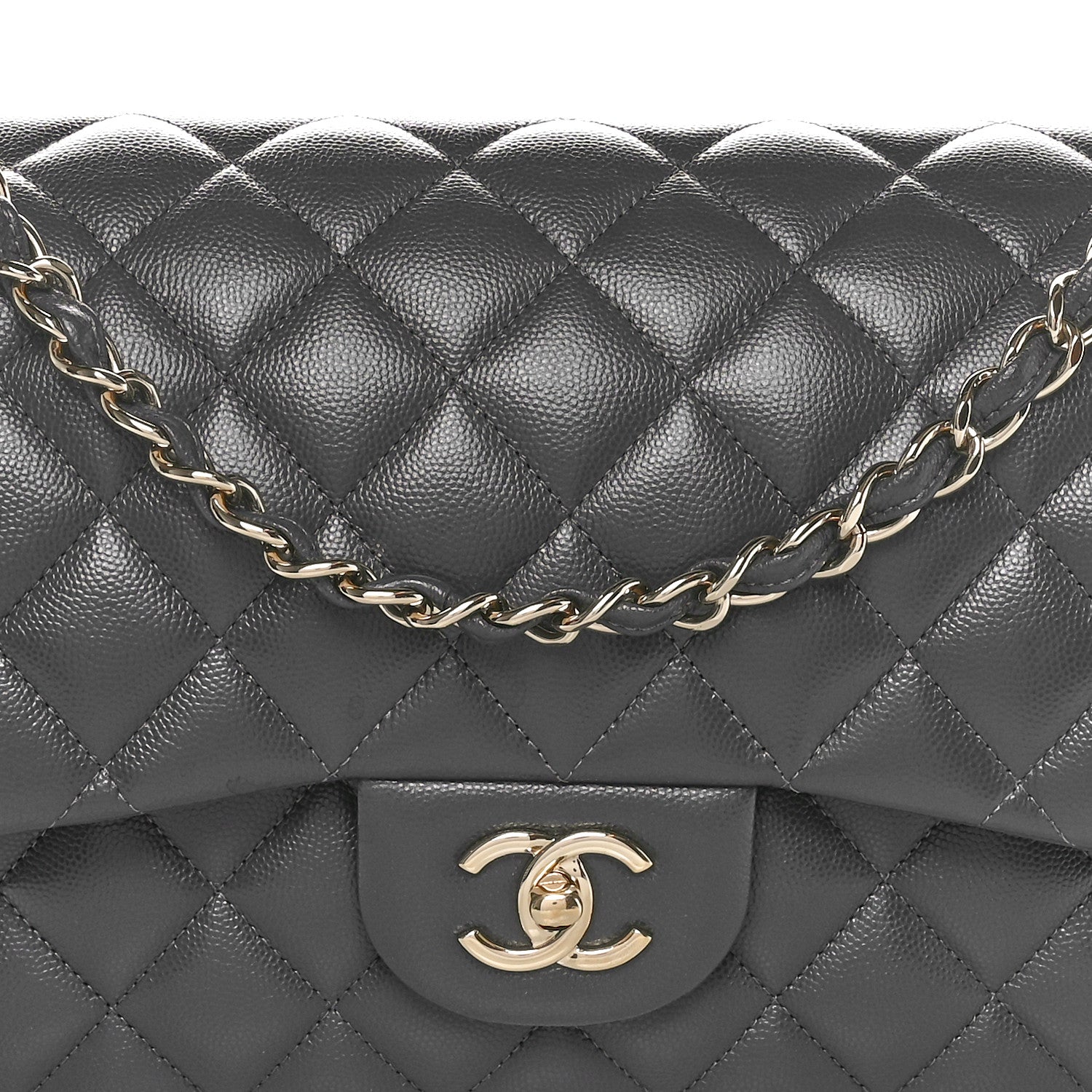 Chanel Caviar Quilted Jumbo Double Flap Dark Grey 8 of 10