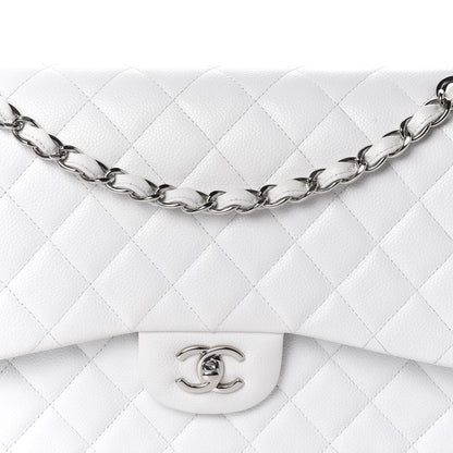Chanel Caviar Quilted Jumbo Double Flap White 12 of 12