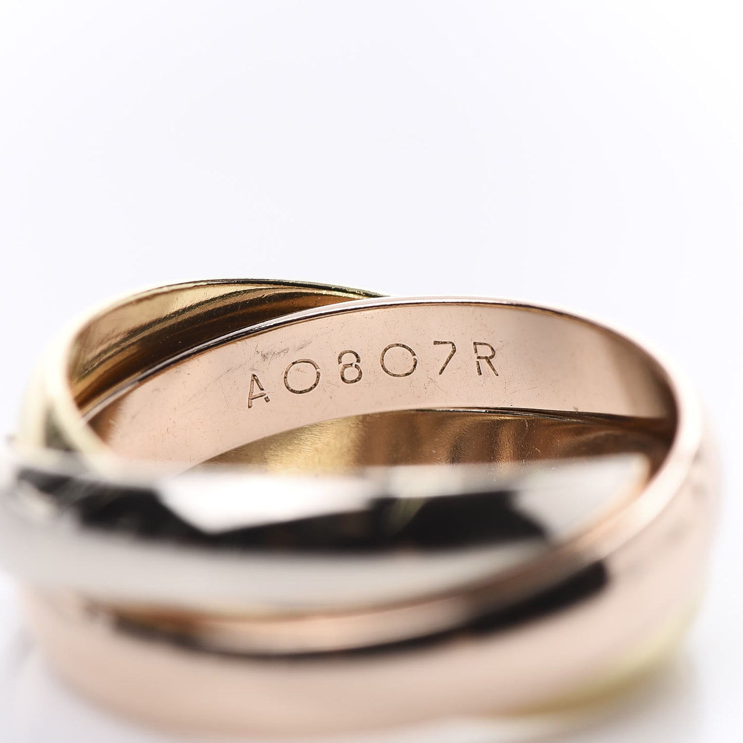 18K Pink Yellow White Gold Classic Les Must De Cartier Trinity Ring 48 4.5