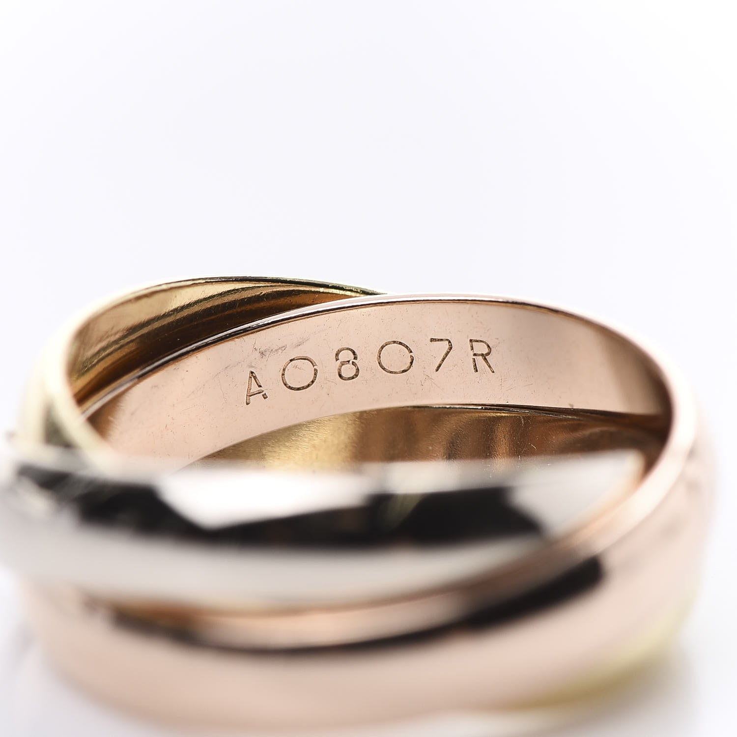 Cartier 18K Pink Yellow White Gold Classic Les Must De Cartier Trinity Ring 48 4.5 4 of 6