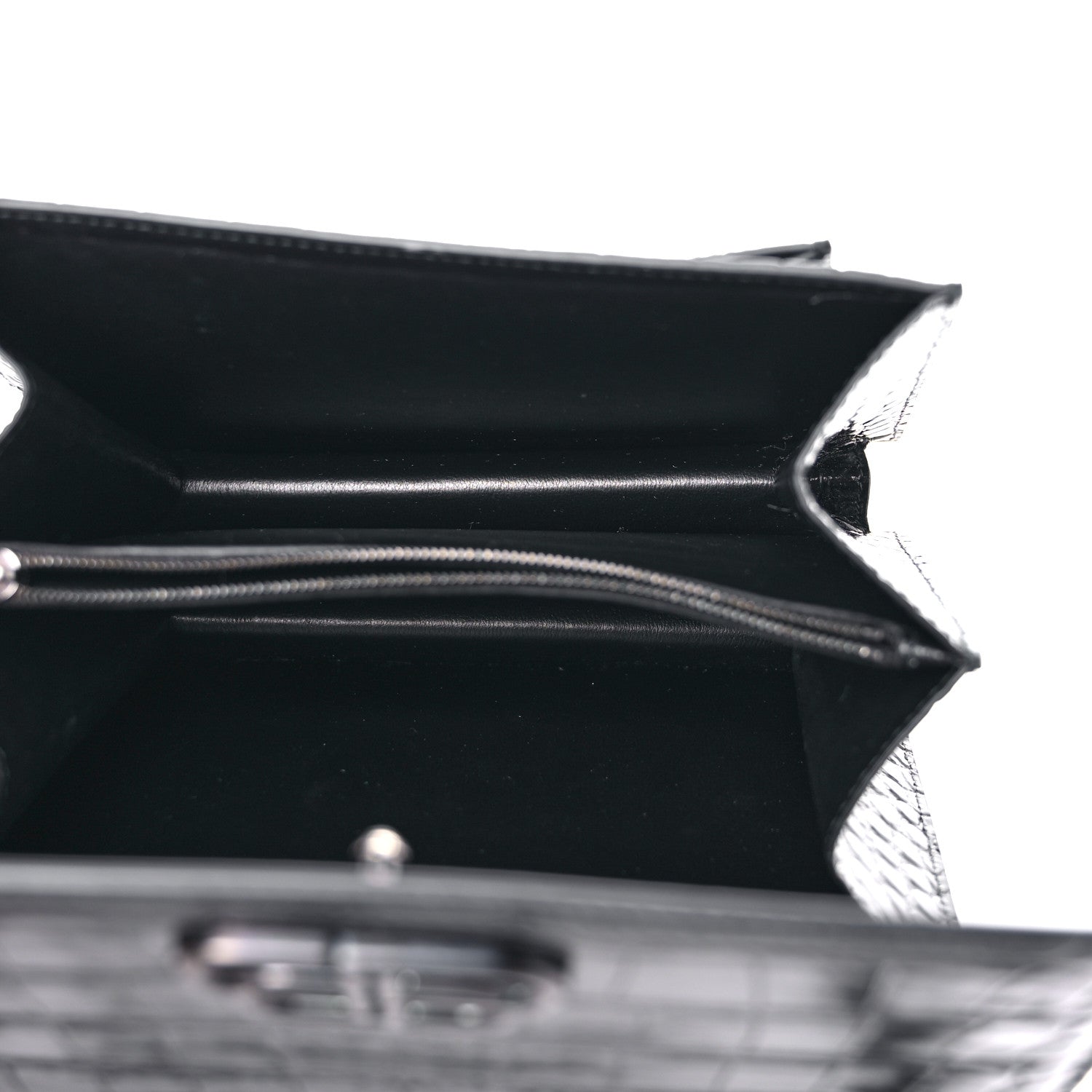 Balenciaga Shiny Calfskin Monochrome Crocodile Embossed S Sharp Chain Shoulder Bag Black 5 of 8