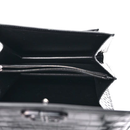 Balenciaga Shiny Calfskin Monochrome Crocodile Embossed S Sharp Chain Shoulder Bag Black 5 of 8