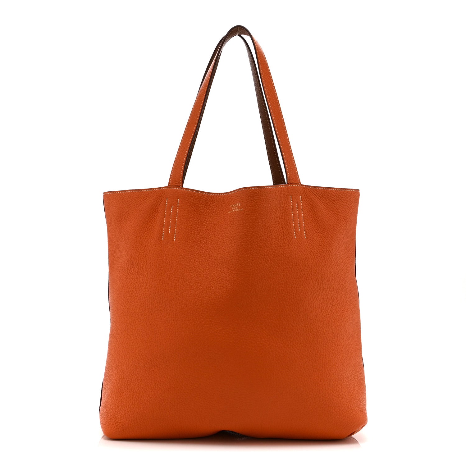 Hermes Taurillon Clemence Double Sens 45 Reversible Tote Orange Gold 1 of 21