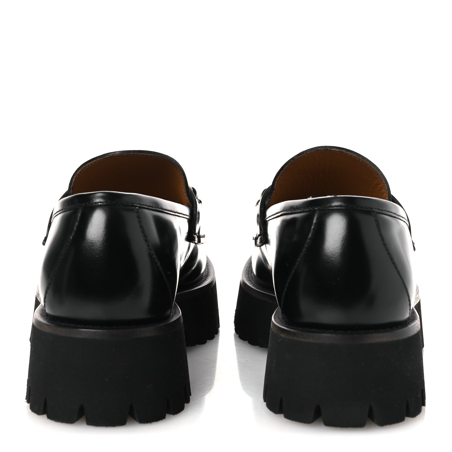 Gucci Calfskin Crystal Womens Horsebit Platform Lug Sole Loafers 38.5 Black 6 of 15