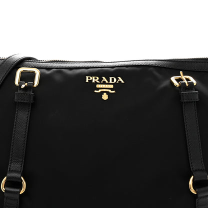 Prada Saffiano Tessuto Nylon Shopping Tote Black 8 of 11