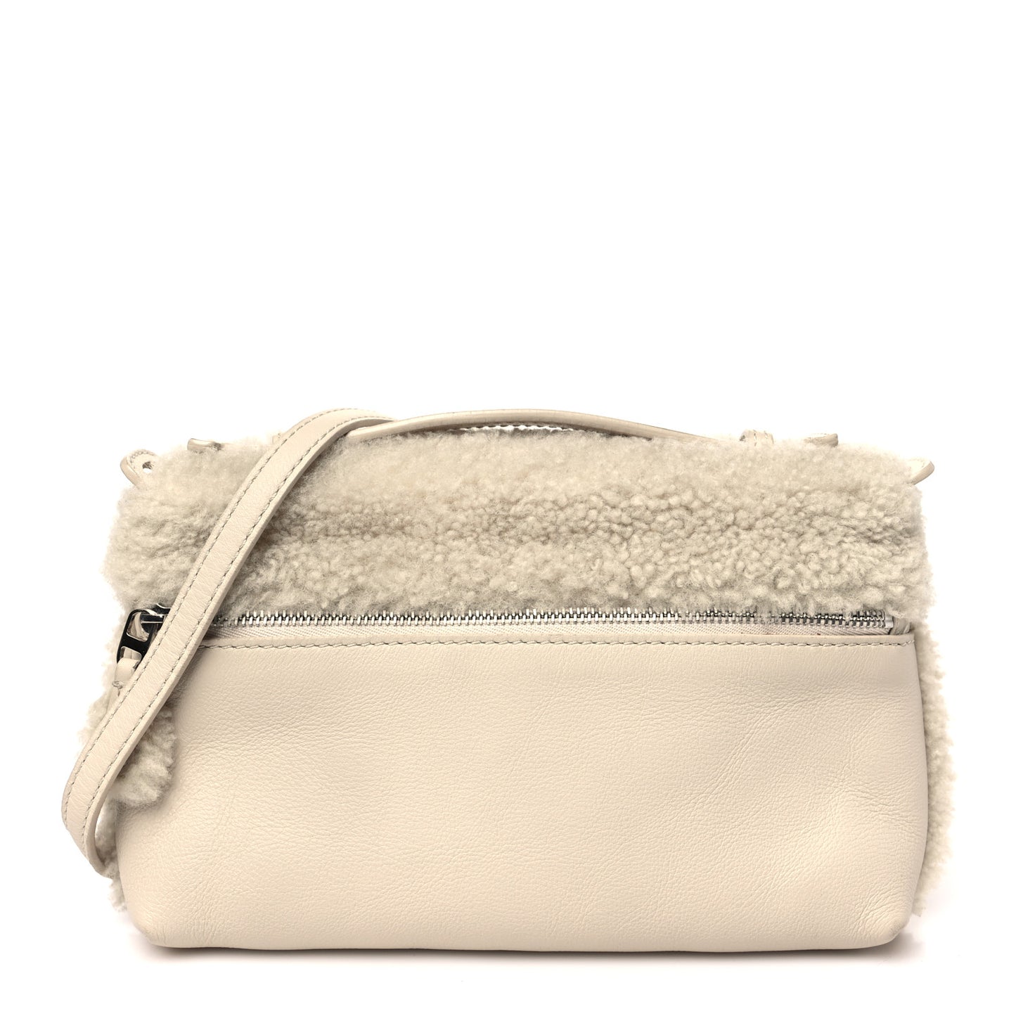 Lambskin Shearling Extra Pocket Shoulder Pouch Ivory