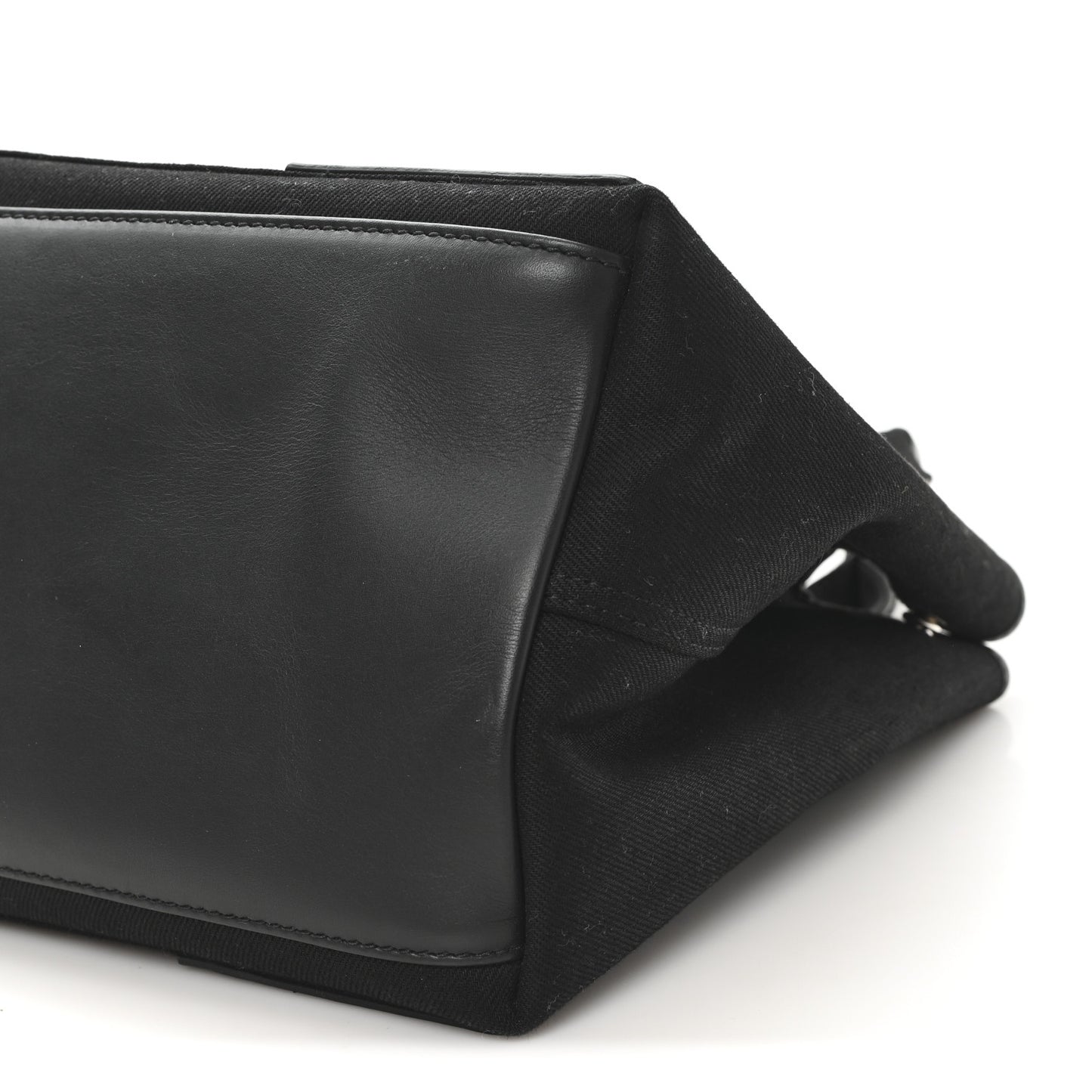 Cotton Canvas Calfskin S Navy Cabas Black