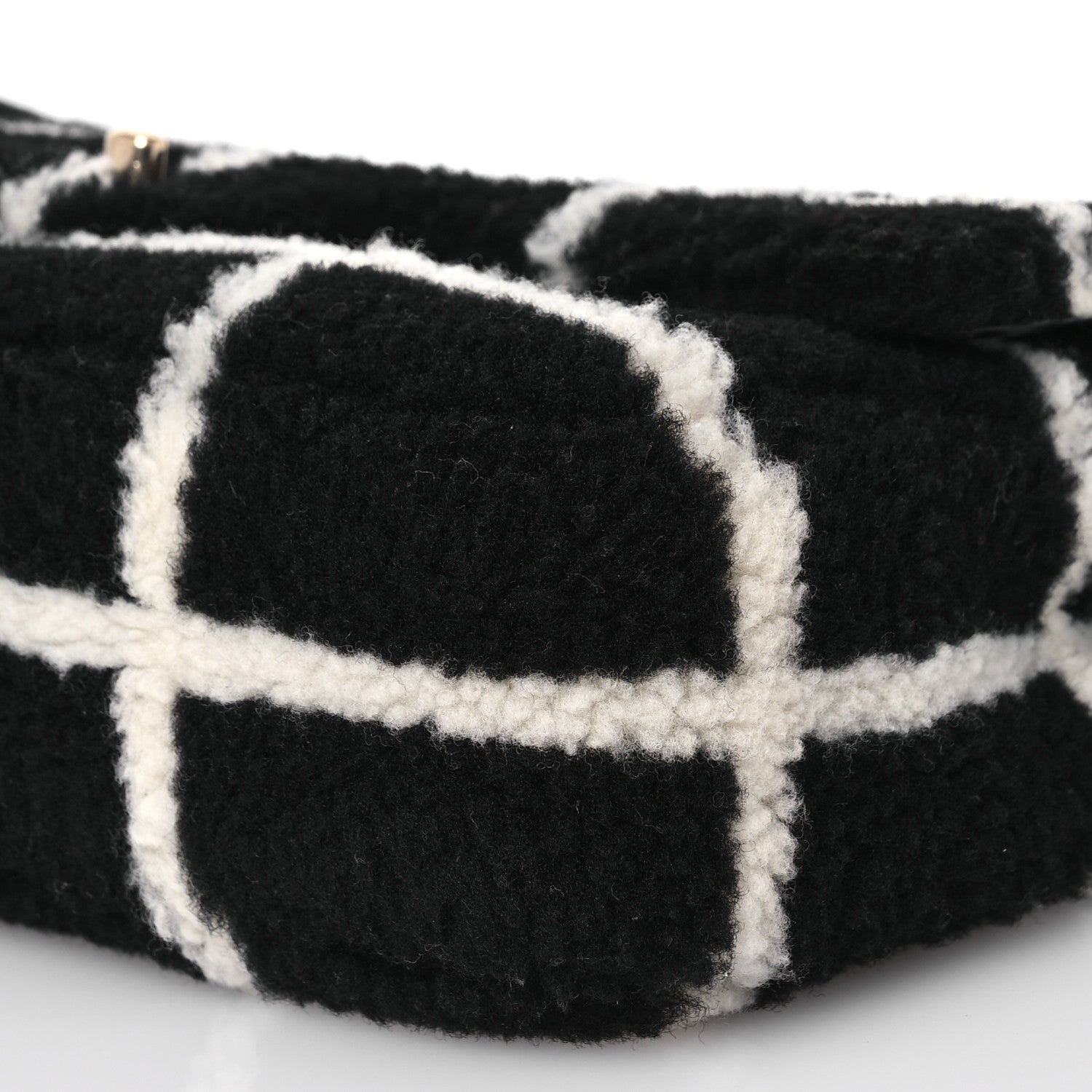 Chanel Shearling Lambskin Large Fluffy Tartan Single Flap Black White 12 of 13