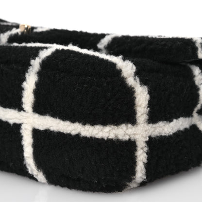 Chanel Shearling Lambskin Large Fluffy Tartan Single Flap Black White 12 of 13