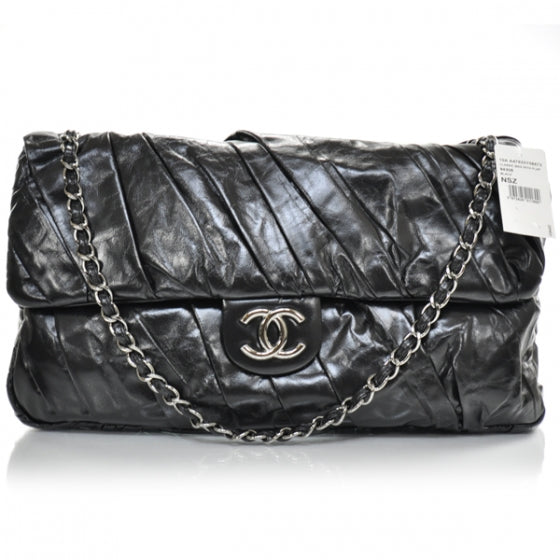 Leather Twisted Maxi Flap Black