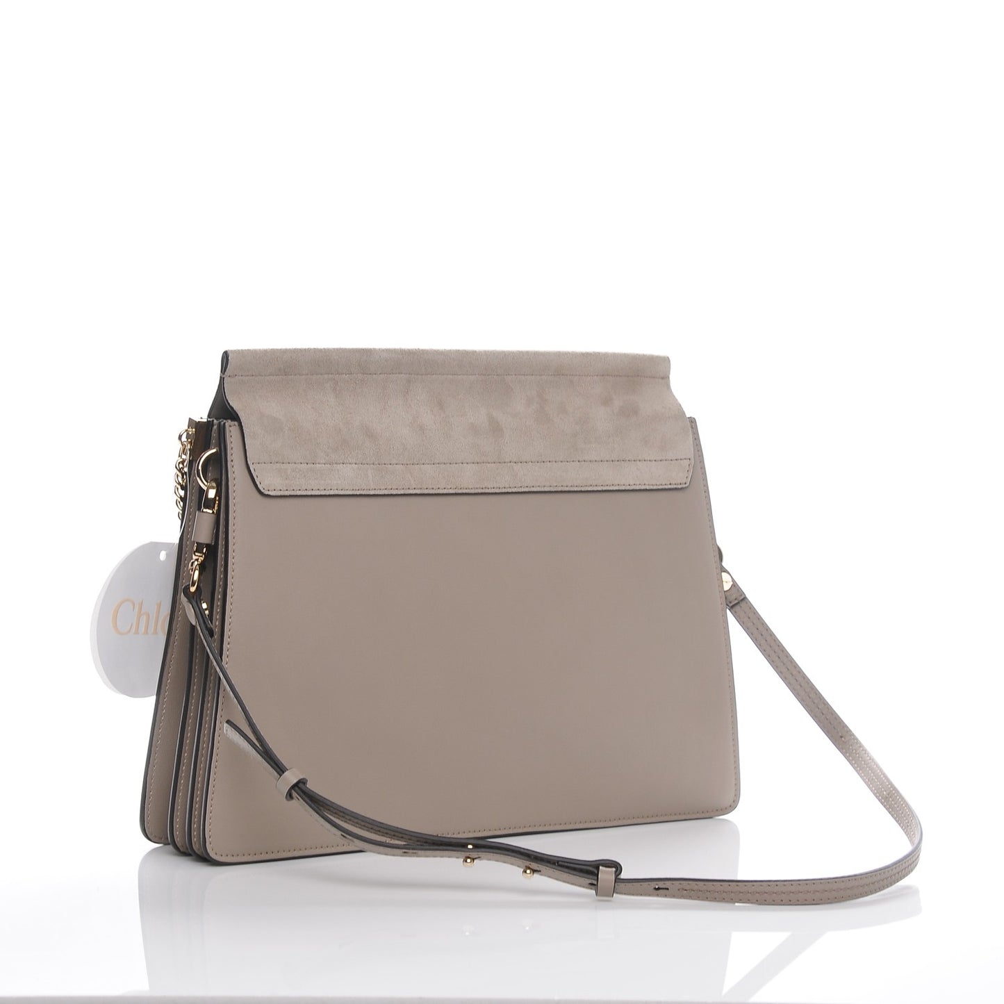 Calfskin Suede Medium Faye Shoulder Bag Motty Grey