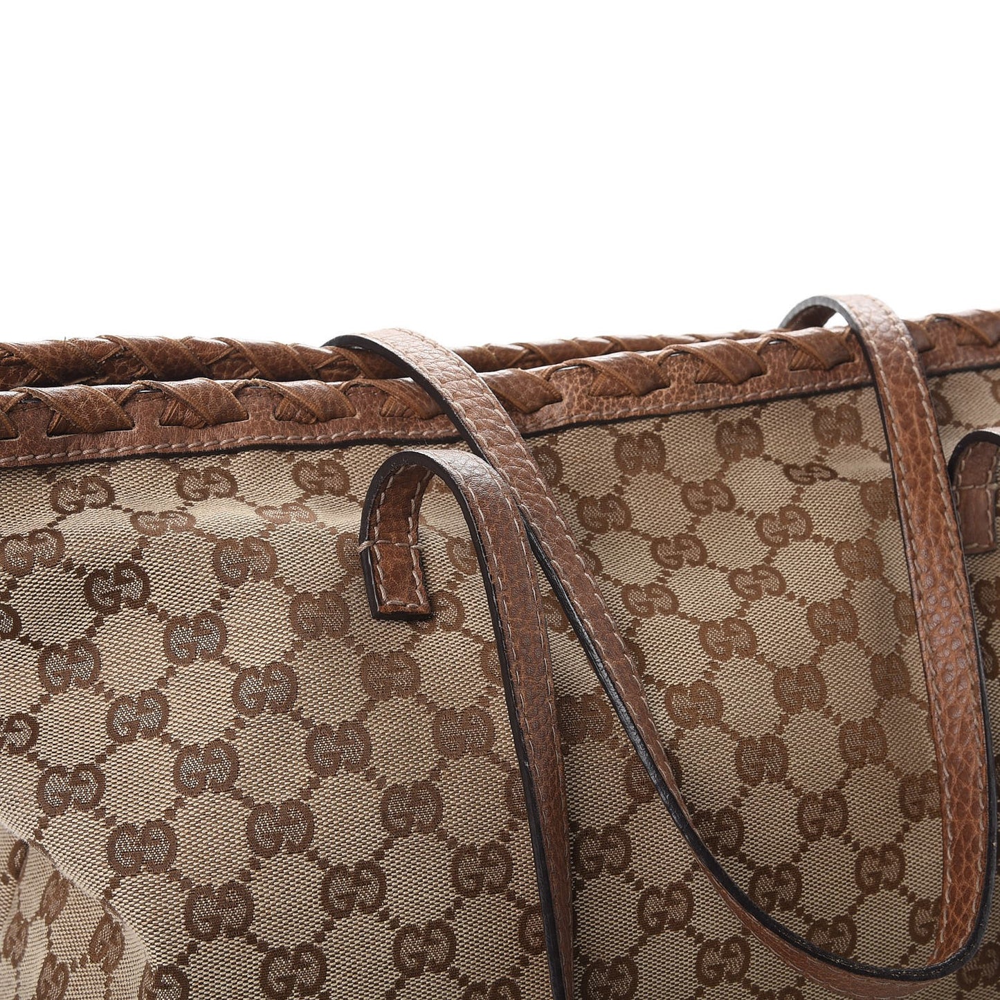 Monogram Medium Bamboo Tassel Tote Light Brown