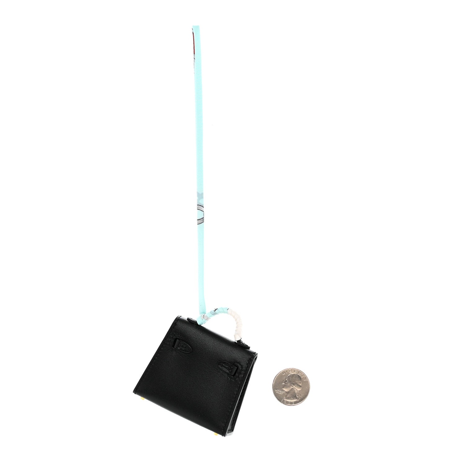 Hermes Tadelakt Mini Kelly Twilly Bag Charm Black 2 of 6