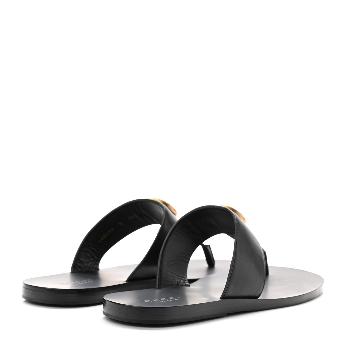 Rei Calfskin Cirano Lux Mens GG Marmont Thong Flat Sandals 8 Black