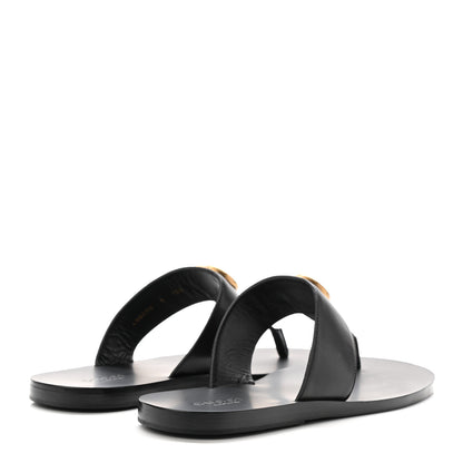 Gucci Rei Calfskin Cirano Lux Mens GG Marmont Thong Flat Sandals 8 Black 4 of 9