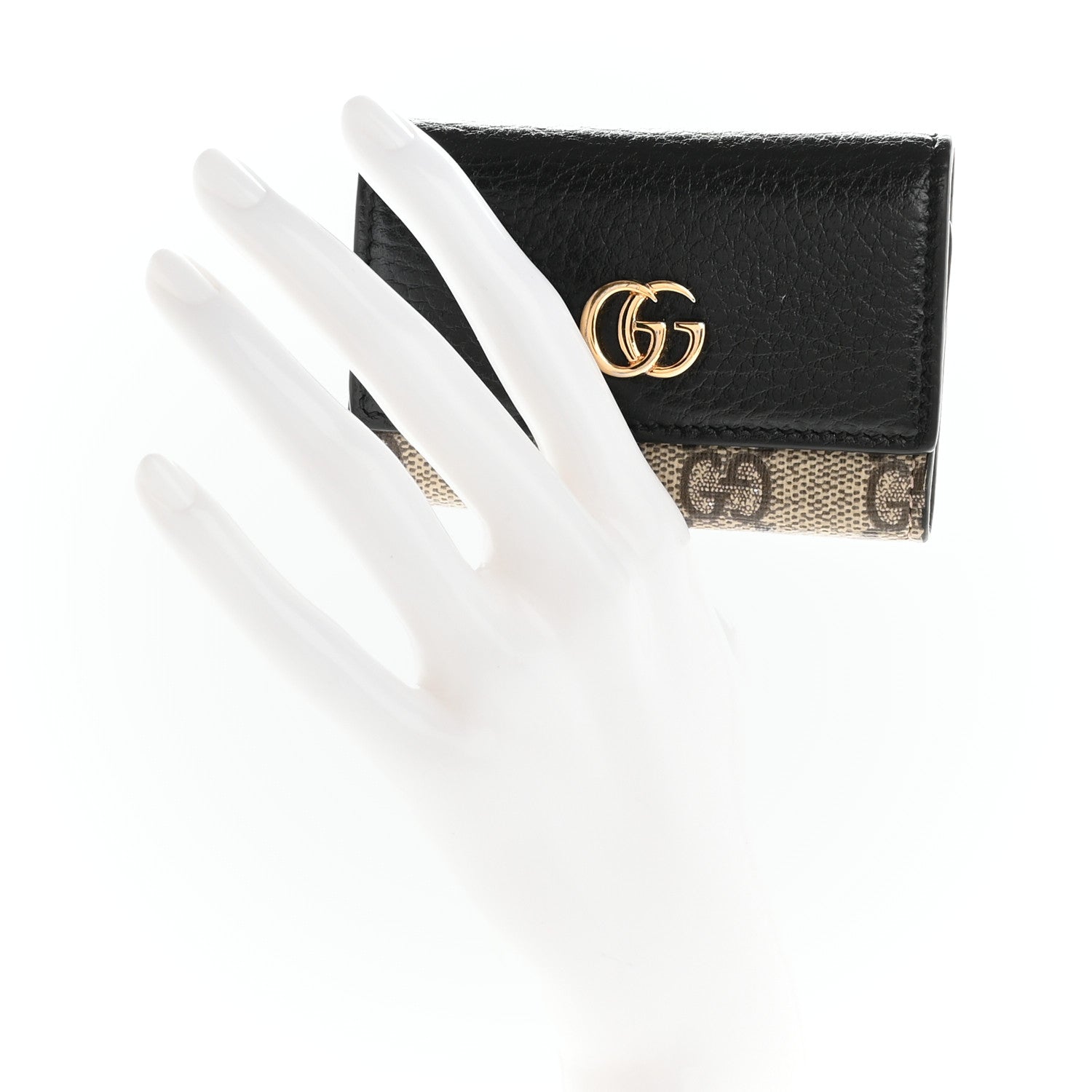 Gucci Dollar Calfskin GG Supreme Monogram GG Marmont 6 Key Holder Case Black Beige Ebony 2 of 10