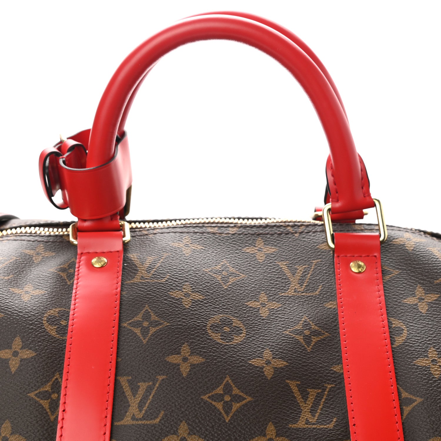Louis Vuitton Calfskin Monogram Keepall Bandouliere 50 Coquelicot 8 of 10
