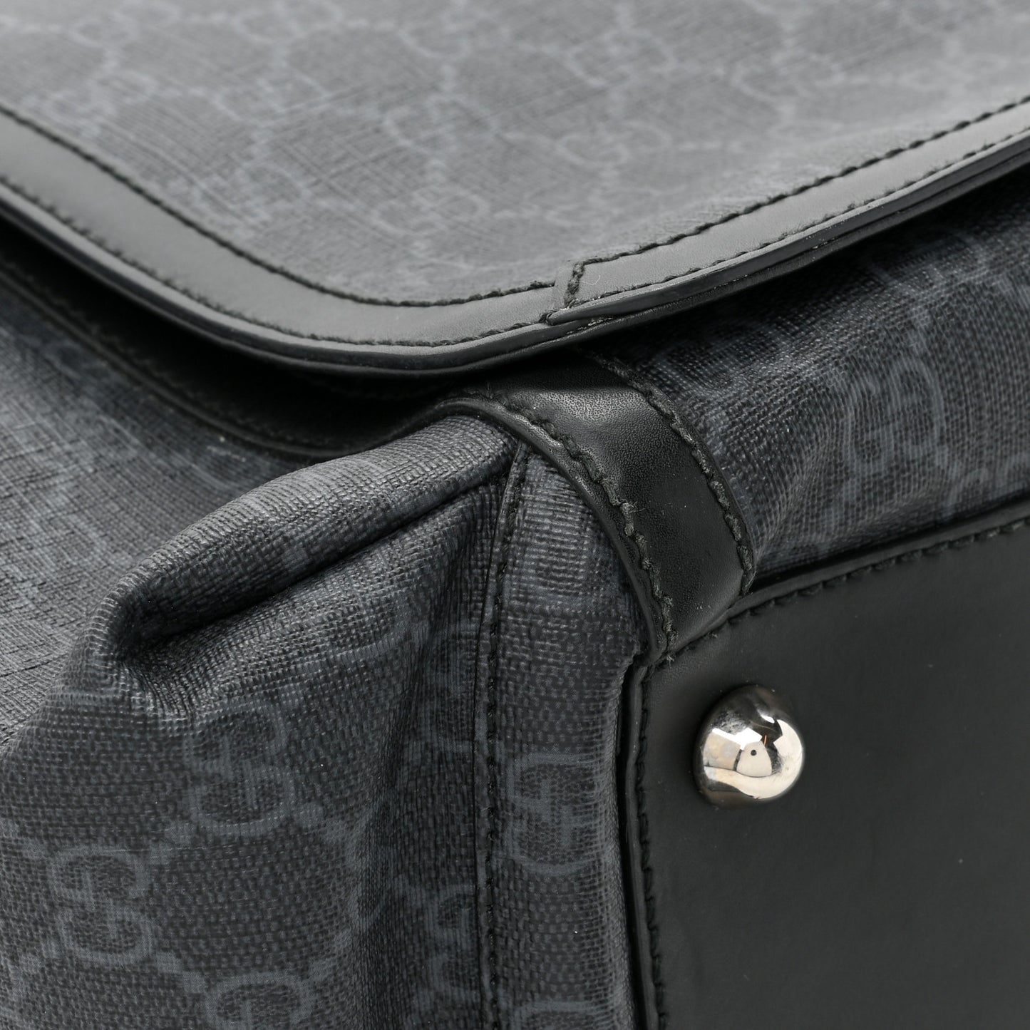 GG Supreme Monogram Web Messenger Diaper Bag Black Grey