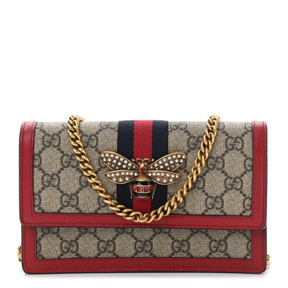 Gucci GG Supreme Monogram Web Queen Margaret Chain Wallet Red 1 of 10