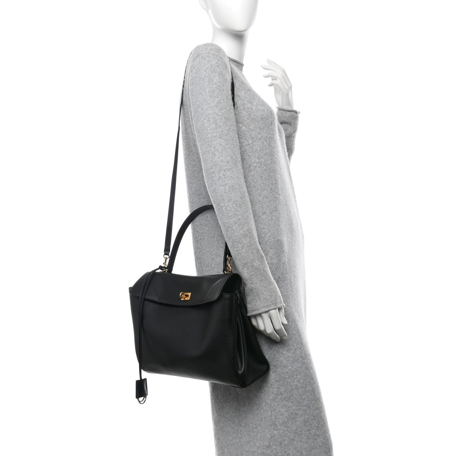 Balenciaga Natural Smooth Calfskin Medium Rodeo Top Handle Handbag Black 2 of 11