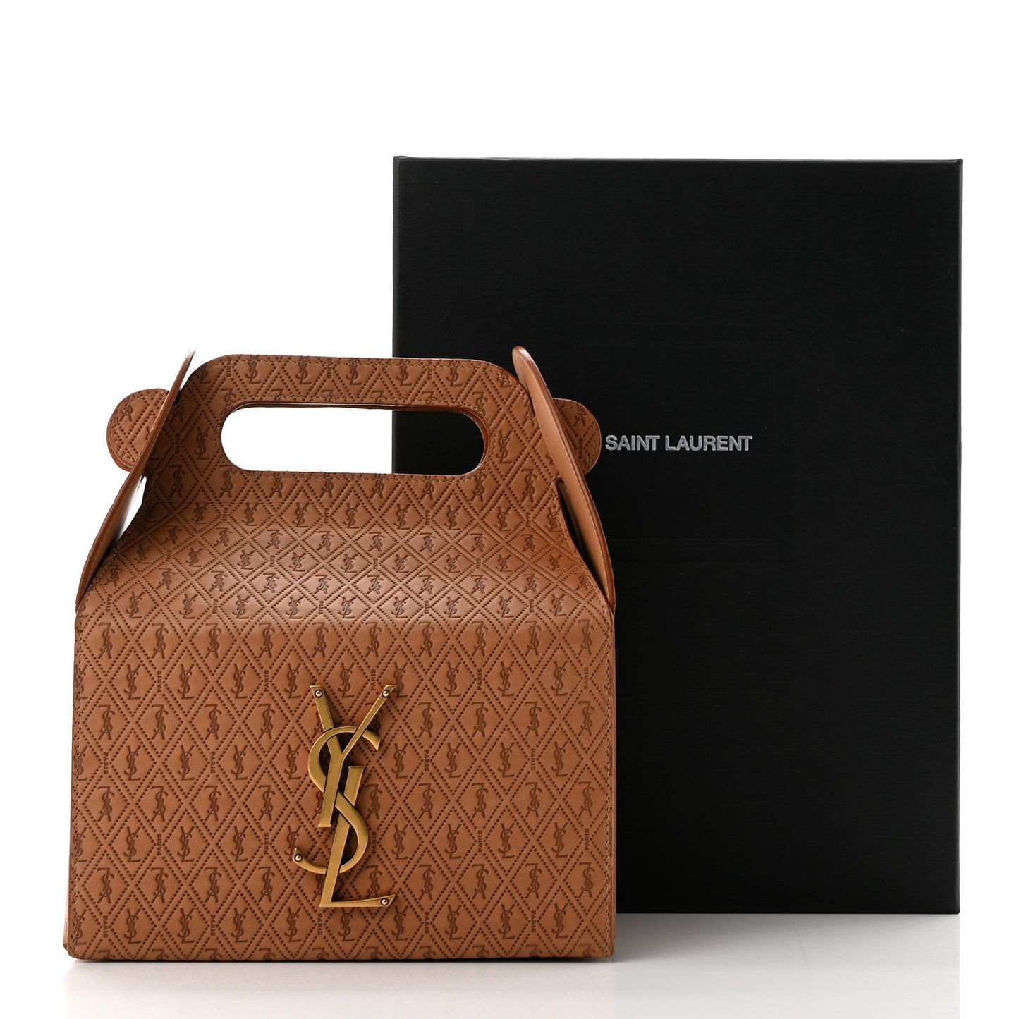 Calfskin Monogram Take Away Box Dusty Vintage Brown Gold