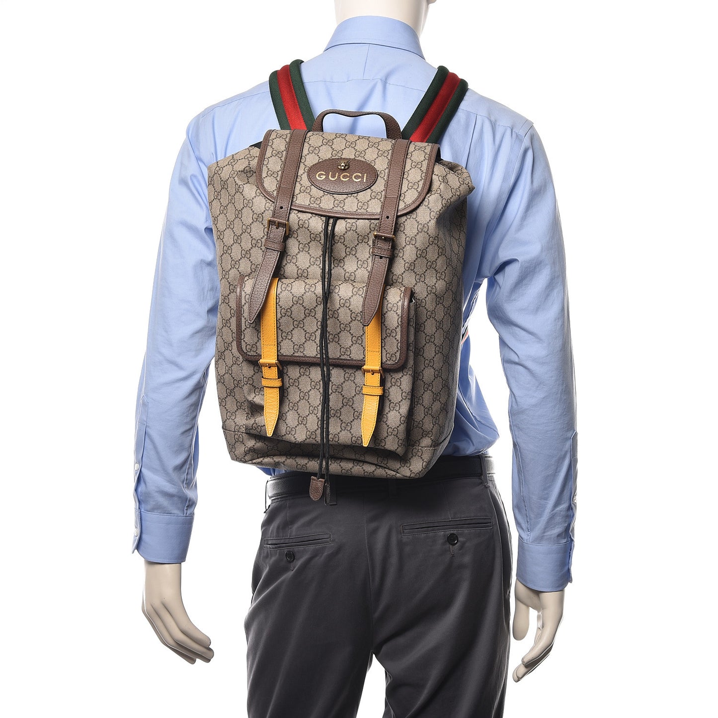 Soft GG Supreme Monogram Neo Vintage Double Buckle Backpack Beige New Acero Crop