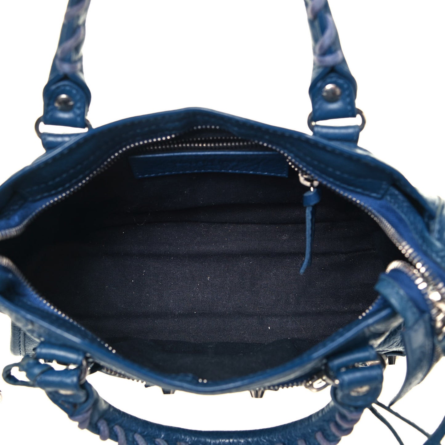 Agneau Classic Silver Hardware Mini City Bleu Profond