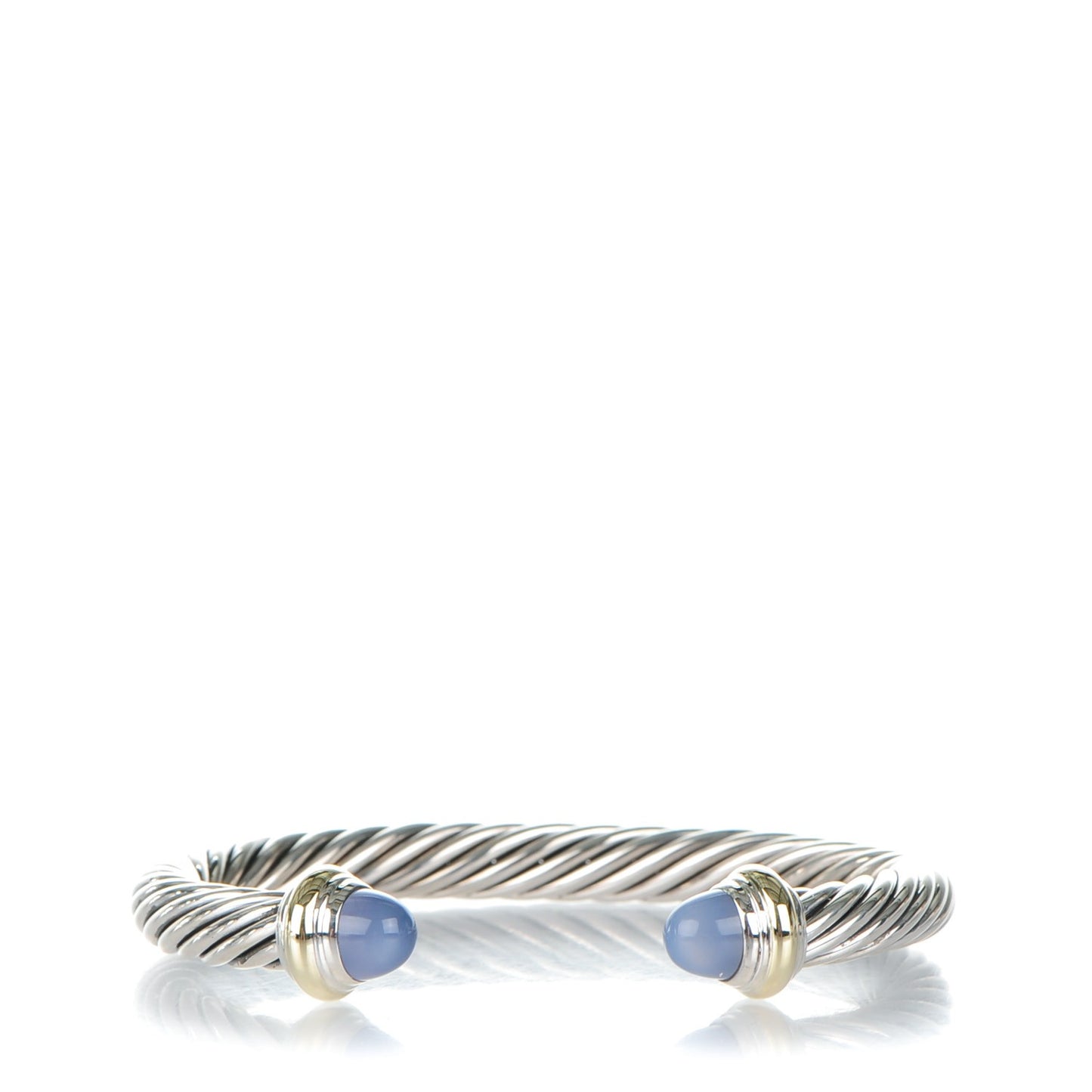 Sterling Silver 14K Yellow Gold Chalcedony 7mm Cable Classics Bracelet