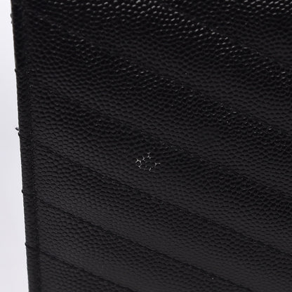Saint Laurent Grain De Poudre Matelasse Chevron Medium Monogram Chain Wallet Black 8 of 12