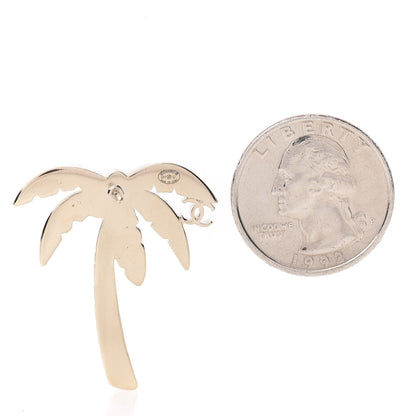 Chanel Enamel Pearl Palm Tree Brooch Green Gold 3 of 5