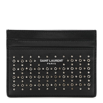Saint Laurent Calfskin Studded Credit Card Case Black 1 of 7
