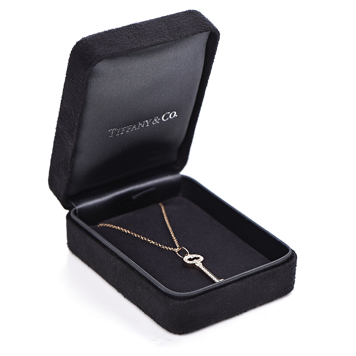 Tiffany 18K Rose Gold Diamond Mini Vintage Oval Key Pendant Necklace 8 of 8