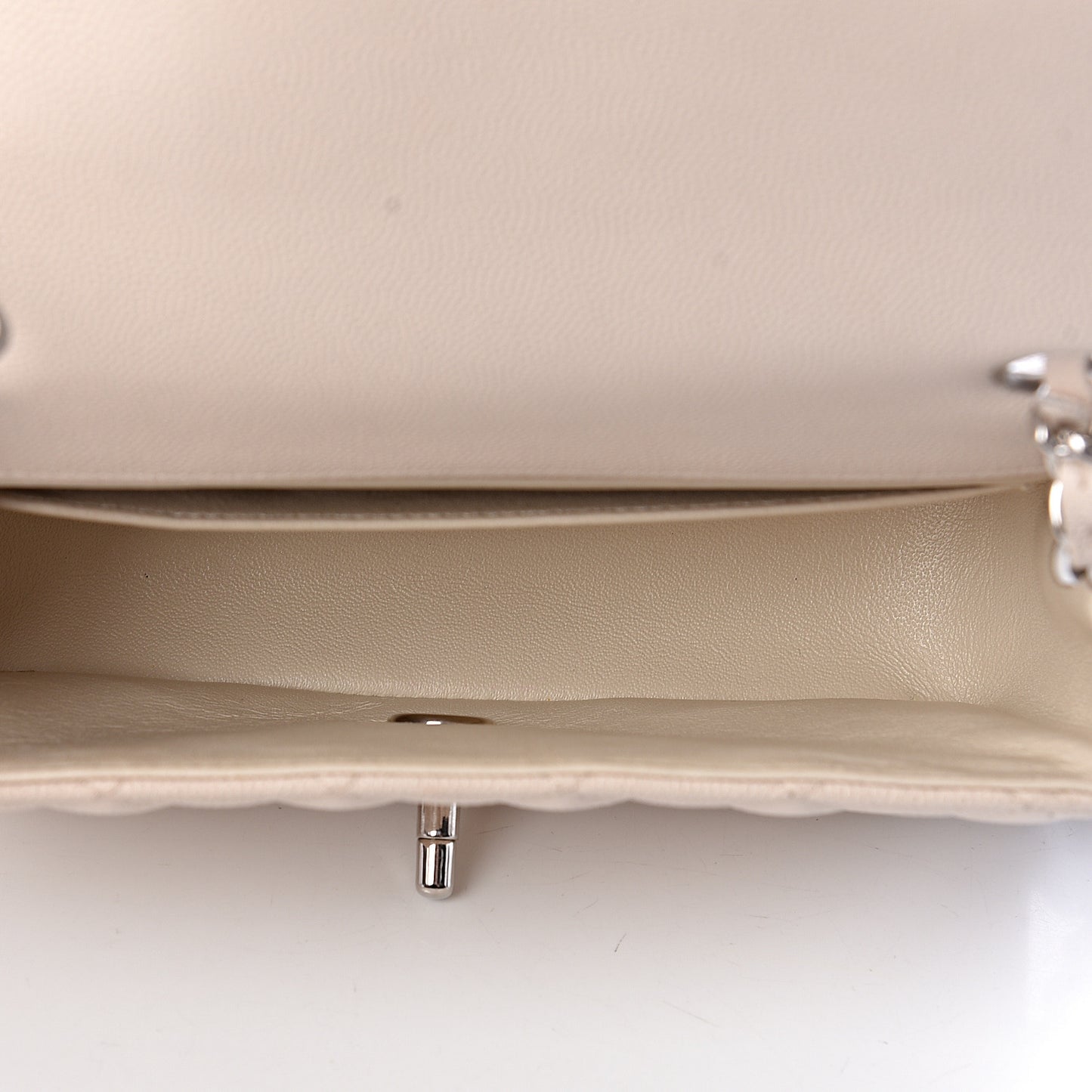 Caviar Quilted Mini Rectangular Flap Light Beige