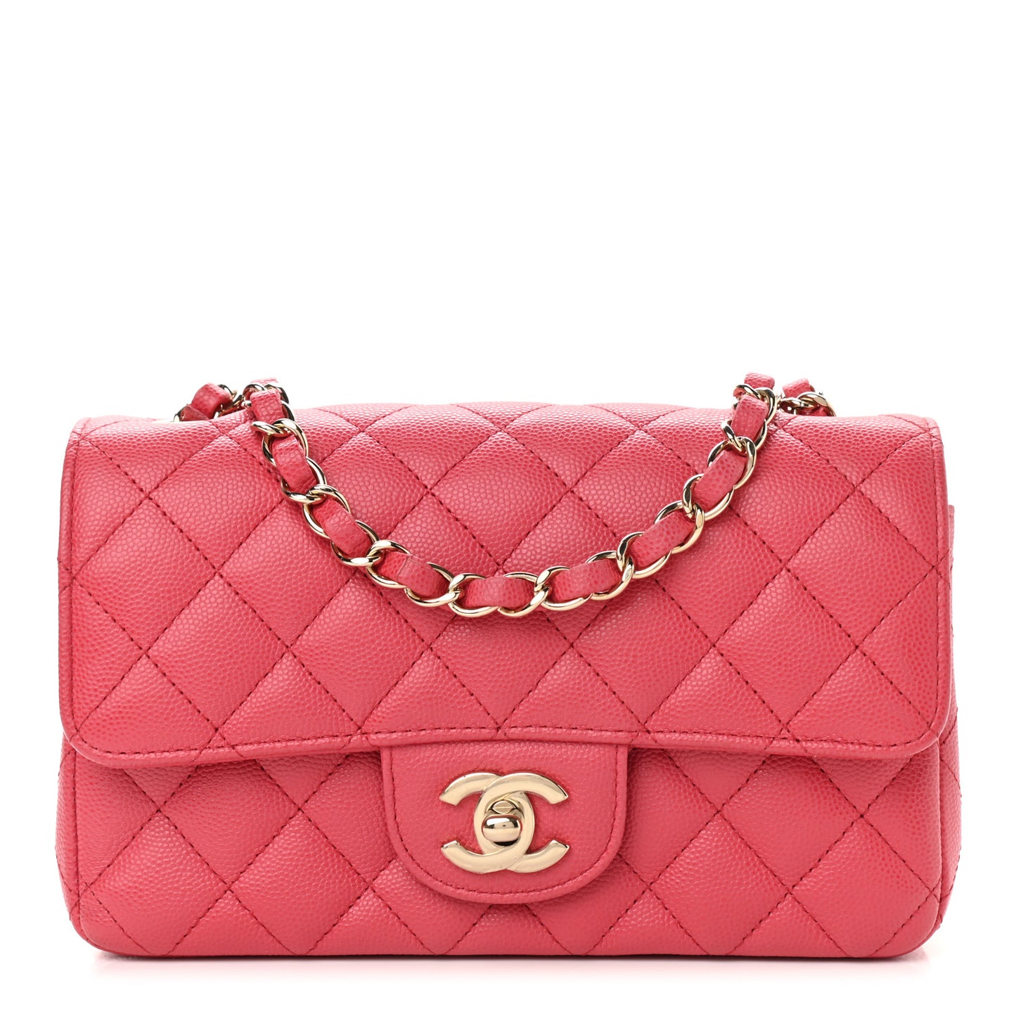 Caviar Quilted Mini Rectangular Flap Dark Pink