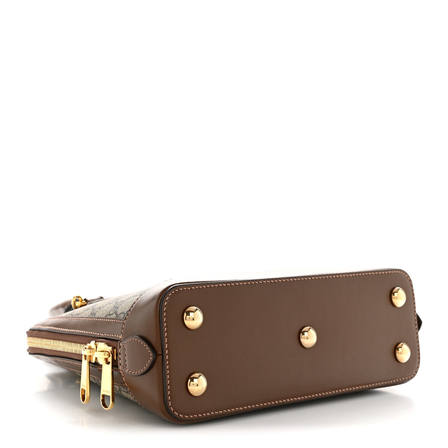 Gucci GG Supreme Monogram Azalea Calfskin Small Horsebit 1955 Top Handle Bag Beige Ebony Brown Sugar 4 of 13