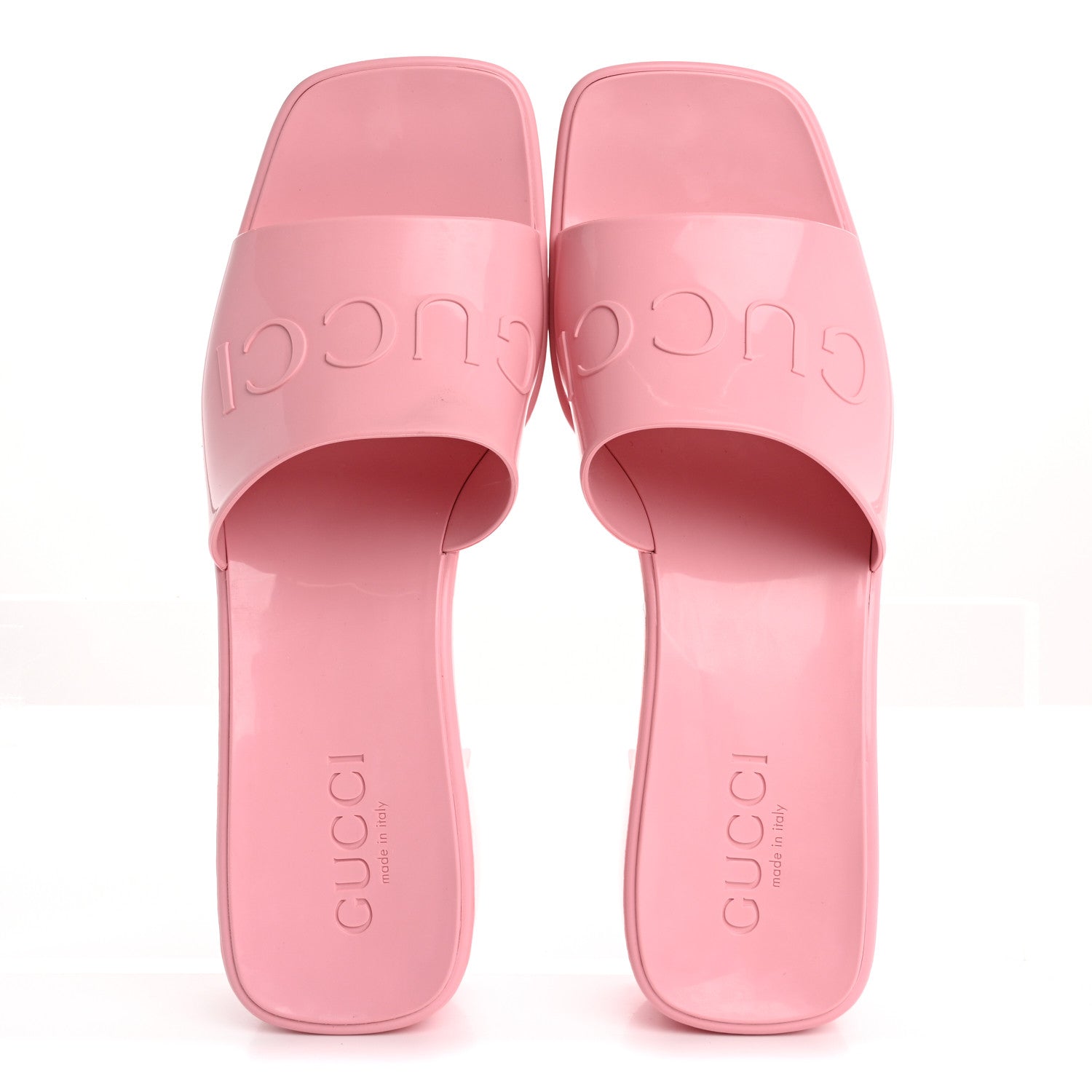 Gucci Rubber Gucci Logo Womens Platform 20/60mm Slide Sandals 37 Wild Rose 2 of 9