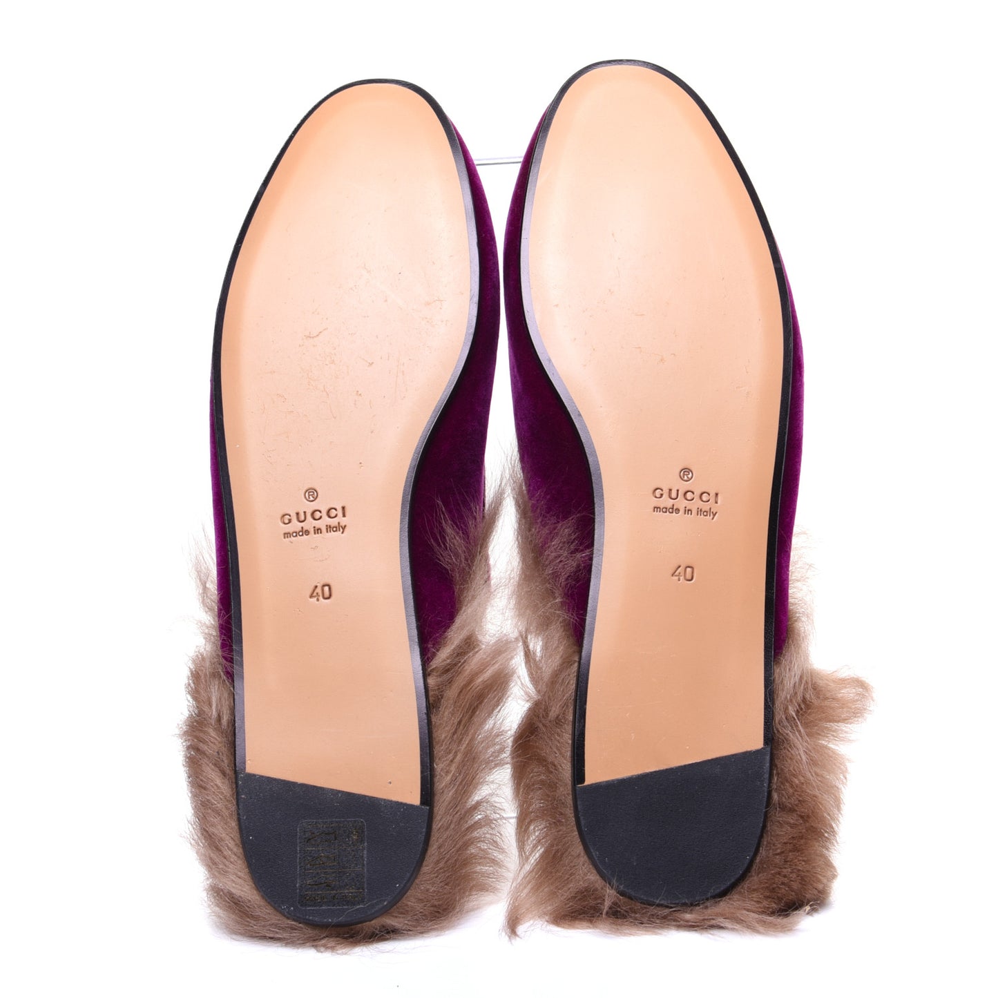 Velvet Fur Womens Princetown Slippers 40 Fucsia Violet Cyclamen Natural