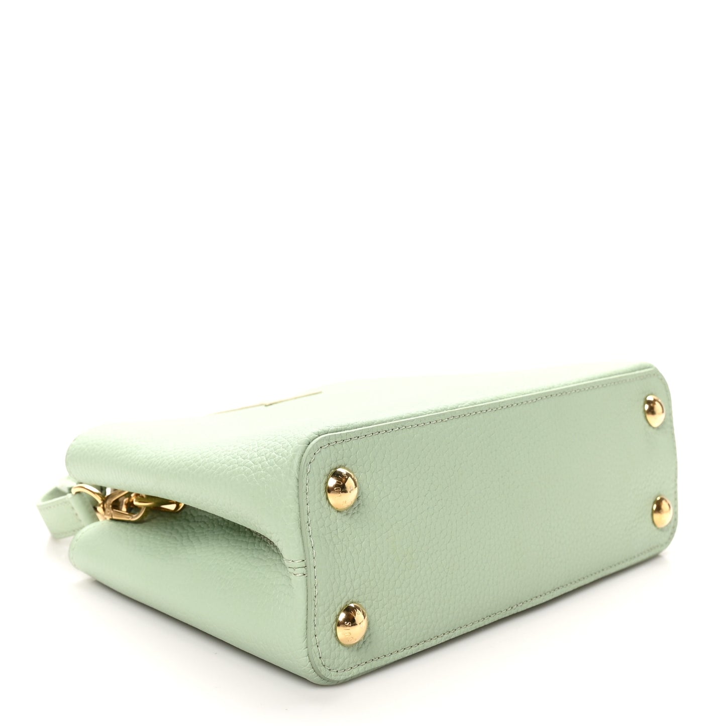 Taurillon Enamel Flower Padlock Chain Capucines BB Jade Green