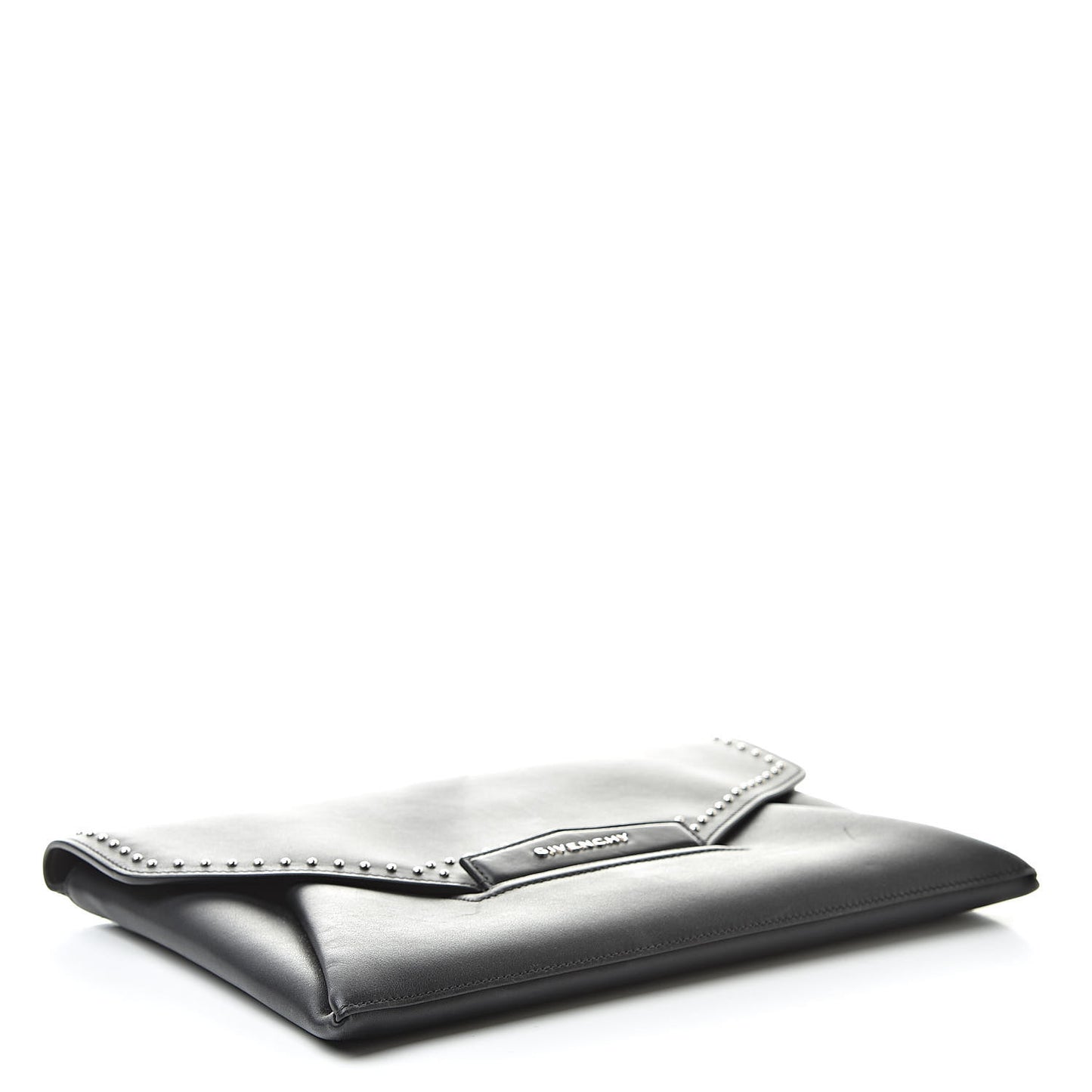 Smooth Calfskin Medium Antigona Studded Envelope Clutch Black