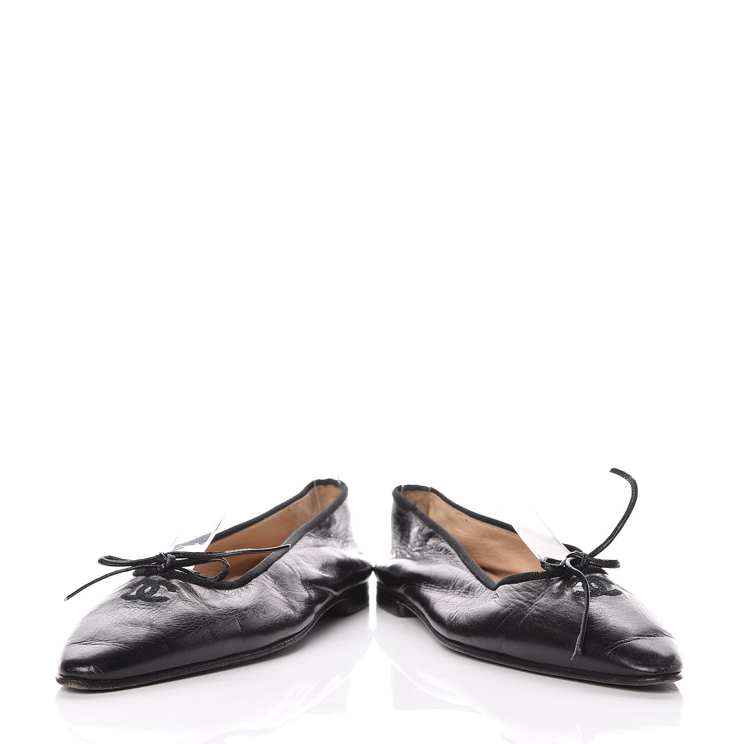 Chanel Lambskin Pointed Toe Bow Ballet Flats 37 Black 6 of 9