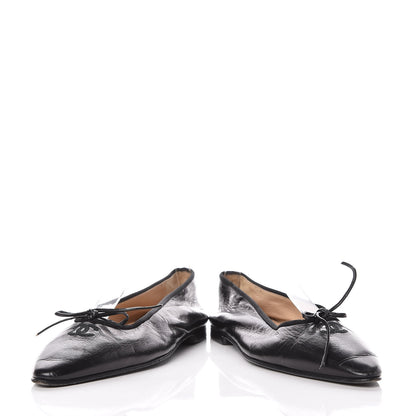 Chanel Lambskin Pointed Toe Bow Ballet Flats 37 Black 6 of 9