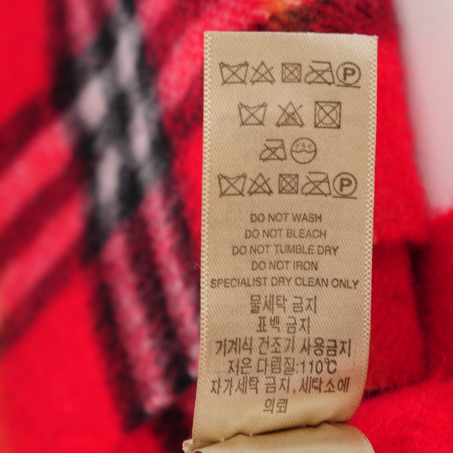 Burberry Cashmere Nova Check Fringe Scarf Red 5 of 6