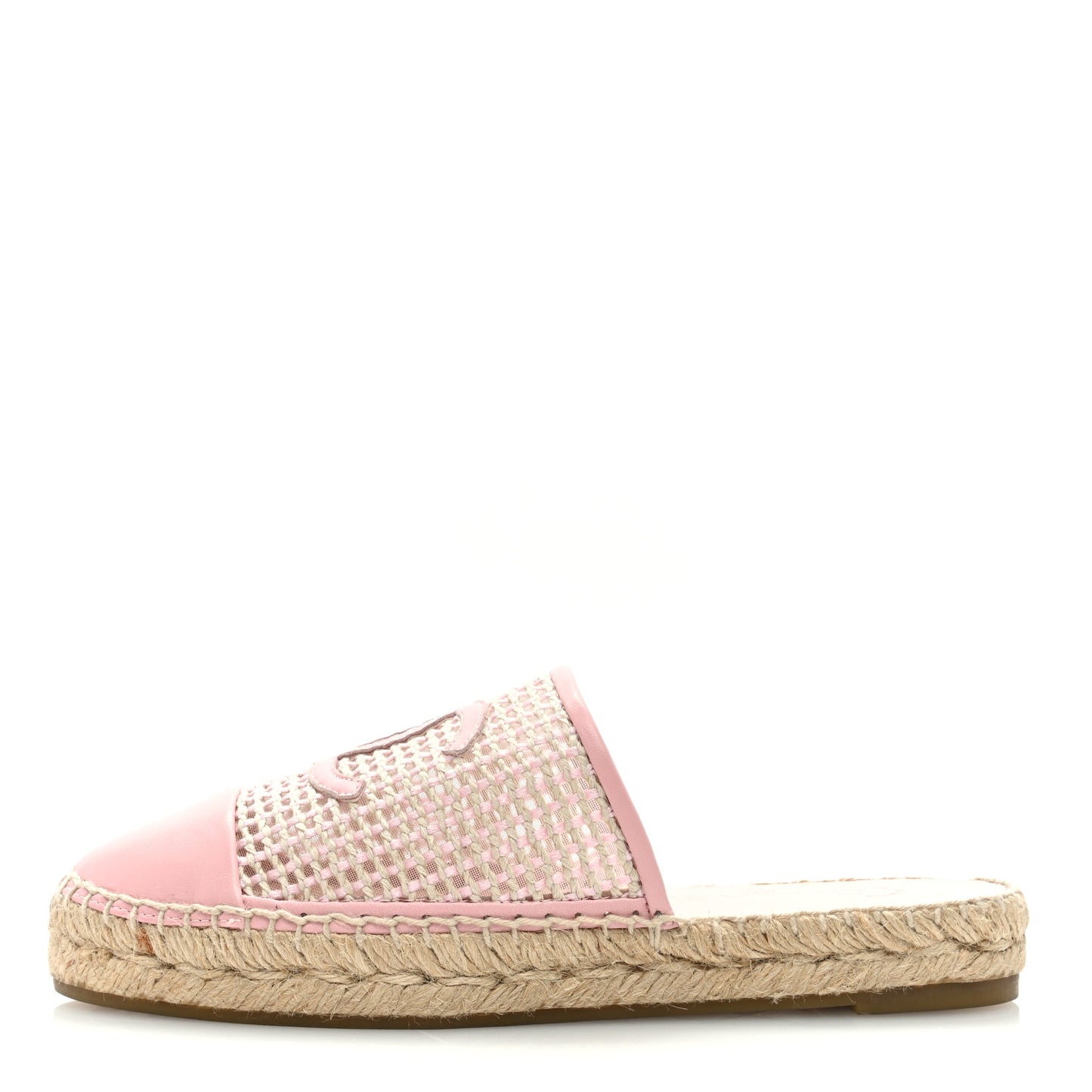 Mesh Grosgrain CC Espadrilles Mule 37 Pink