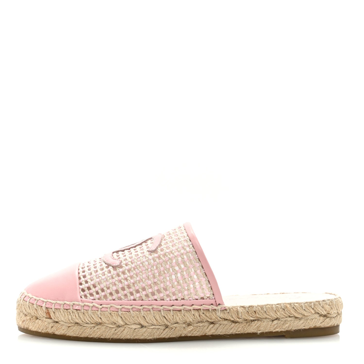 Chanel Mesh Grosgrain CC Espadrilles Mule 37 Pink 1 of 8