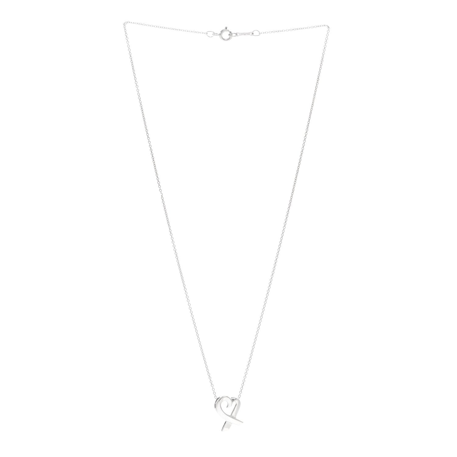 Tiffany Sterling Silver Small Paloma Picasso Loving Heart Pendant Necklace 3 of 4