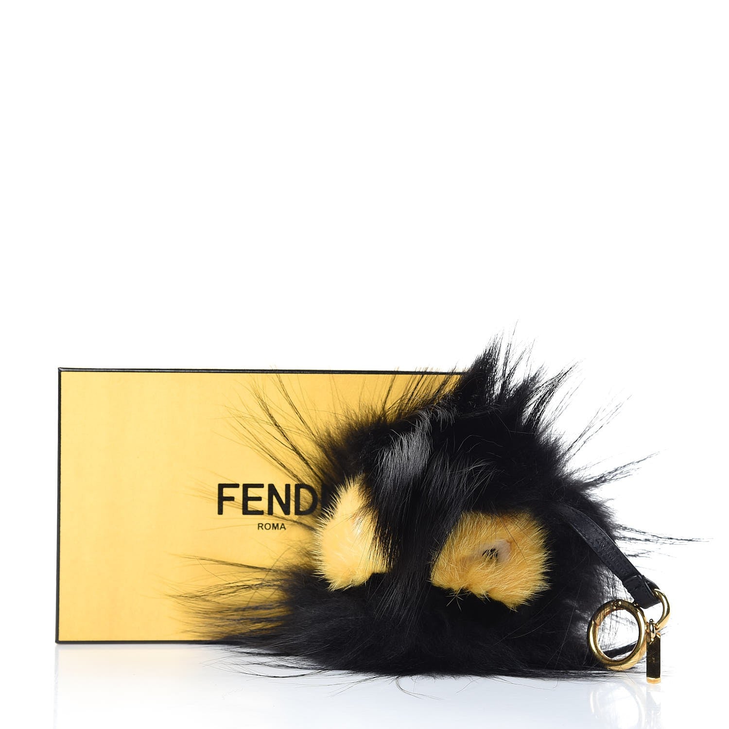 Fendi Fox Mink Rabbit Fur Vitello Flamingo Grimmy Monster Bag Bug Charm Black Giallo 4 of 4