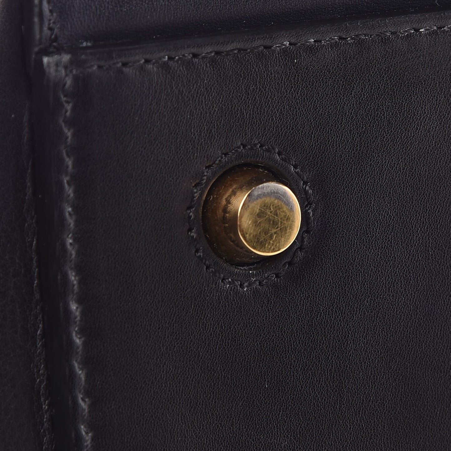 Smooth Calfskin Medium Bi-Color Edge Shoulder Bag Black Navy