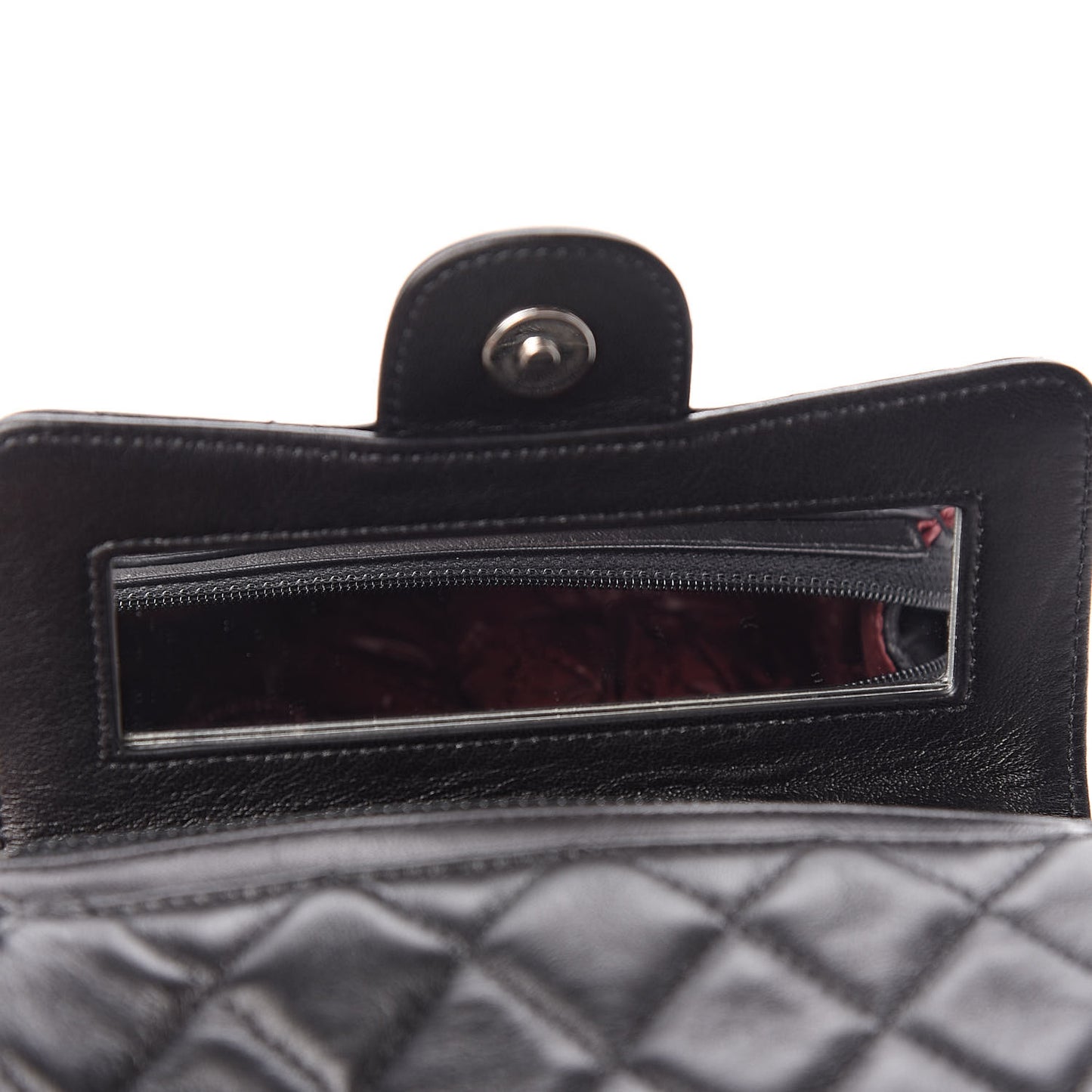 Lambskin Quilted Flap Cosmetic Case Black